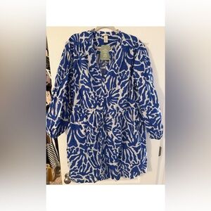 H&M Blue and White Long Sleeve Dress